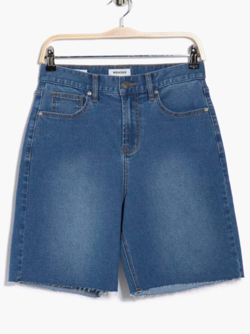 NWT VIGOSS Cutoff High Waist Bermuda Denim Shorts 24